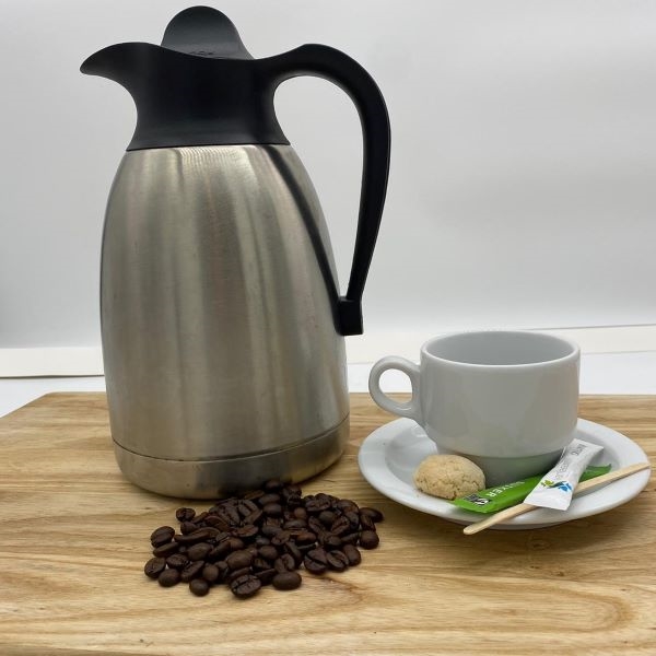 Afbeelding Koffie in thermoskan kop en schotels, koekjes en toebehoren leveren op locatie